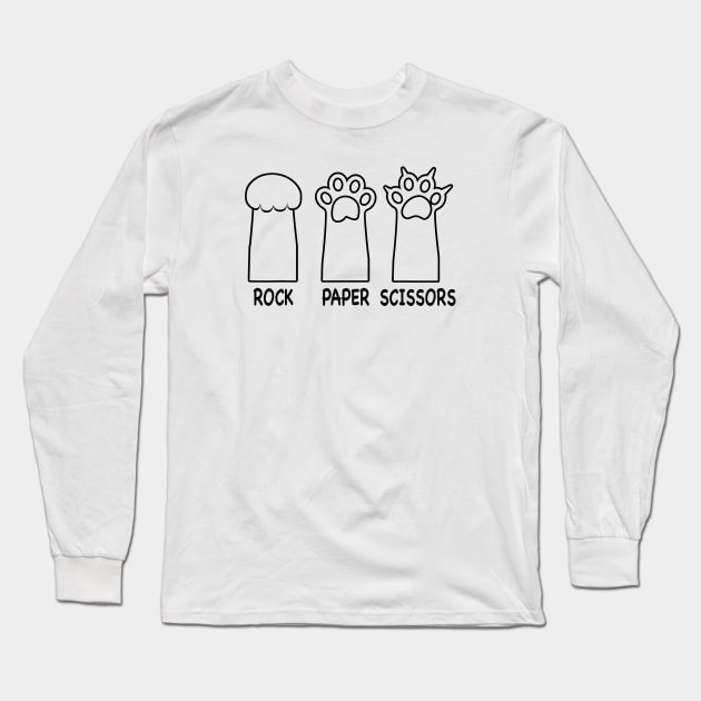 Rock Paper Scissors Hand Game Cute Paw Funny Cat Long Sleeve T-Shirt by ChrifBouglas